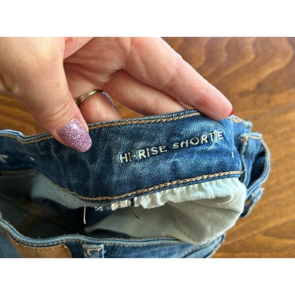 American Eagle Outfitters Jean Shorts Cut-Off High Rise Shortie 4 Distressed - Picture 5 of 8